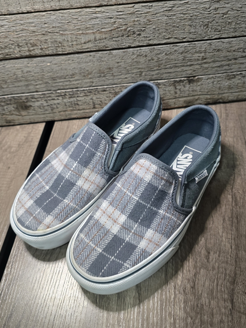 Vans Women's Asher Platform Plaid Mix Dark Grey Skate Shoes